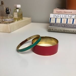 J. Crew Colorful Cuff Bracelet Set - Teal and Pink